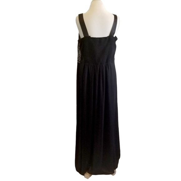 Womens Formal Long Dress Black Sleeveless Lace Beaded Chiffon Altered Sz XL - Picture 5 of 12